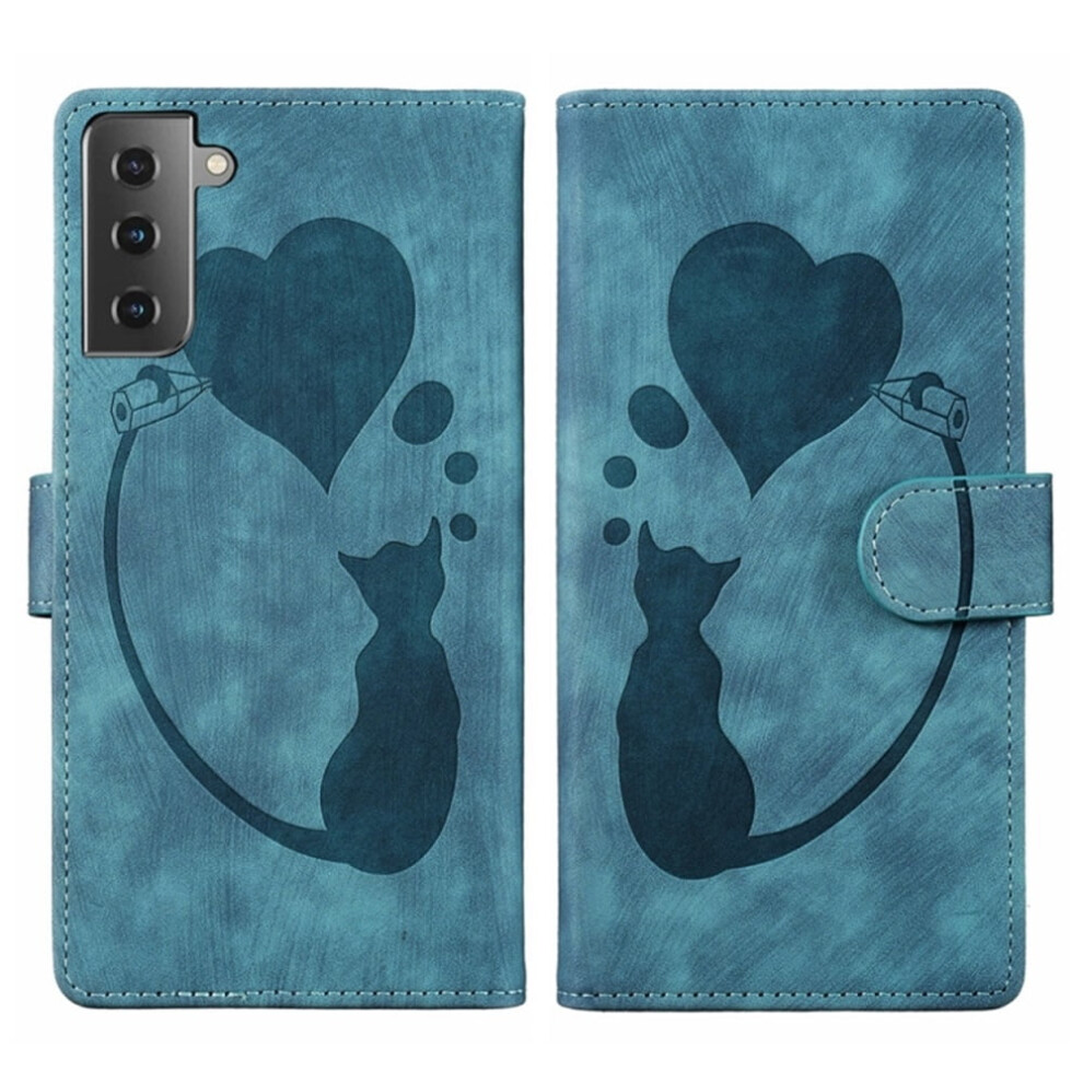 Pu Leather Flip Wallet Case With Magnetic Closure & Card Slots, Compatible With Samsung Galaxy S22+ 5G 6.6" Blue 9329345392252