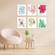 WarmHaven Florales Wandbild-Set, 6-teilig, 11x14", wasserfeste Tinte, knitterfrei, geeignet für Bilderwände