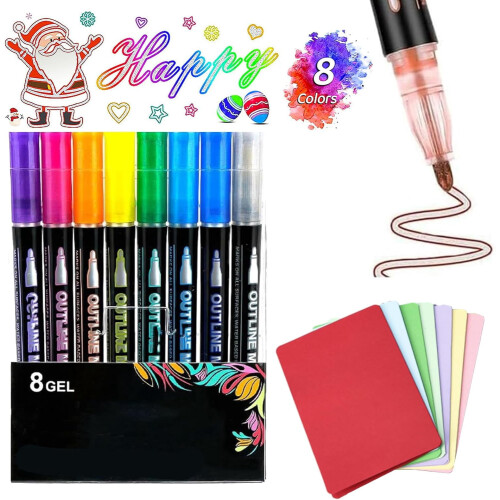 Dubbellinjekonturpenna Metallic Shimmer Set 6-pack