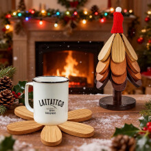 Wooden Trivets for Hot Dishes Mat Coasters Pot Plate Bowl Teapot for Kitchen Natural Foldable Stackable Christmas Tree Black Walnut Set