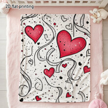 Couverture en flanelle à ruban rouge et cœur bohème - Couvre-lit doux pour filles et famille, jolie décoration de canapé pour la Saint-Valentin,