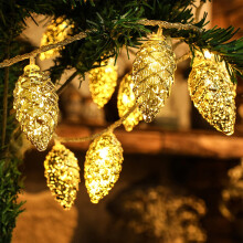 5ft 10-LED Pine Cone Christmas Lights – Battery/USB, Waterproof, for Tree, Bedroom, Holiday Decor