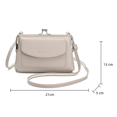Γυναικεία τσάντα ώμου Kiss Lock Crossbody από πολυουρεθάνη, τσάντα ώμου με φερμουάρ και 1