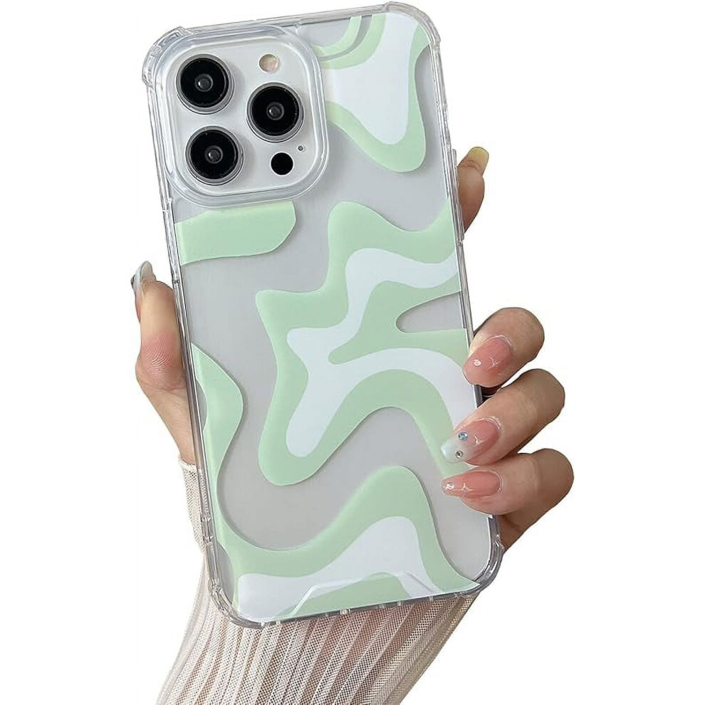 Cute Wavy Art Phone CaseâSoft Tpu Edge & Pc Back, Shockproof, Compatible With Iphone 14 / Iphone 13. Blue 9448990716456