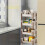 Kitchen Storage Rack Floor Standing 4-Tier Movable Trolley 6