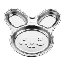 Stainless Steel 3-Compartment Bunny-Shaped Dinner Plates for Kids, Toddlers & Babies – Compatible with Dishwashers
