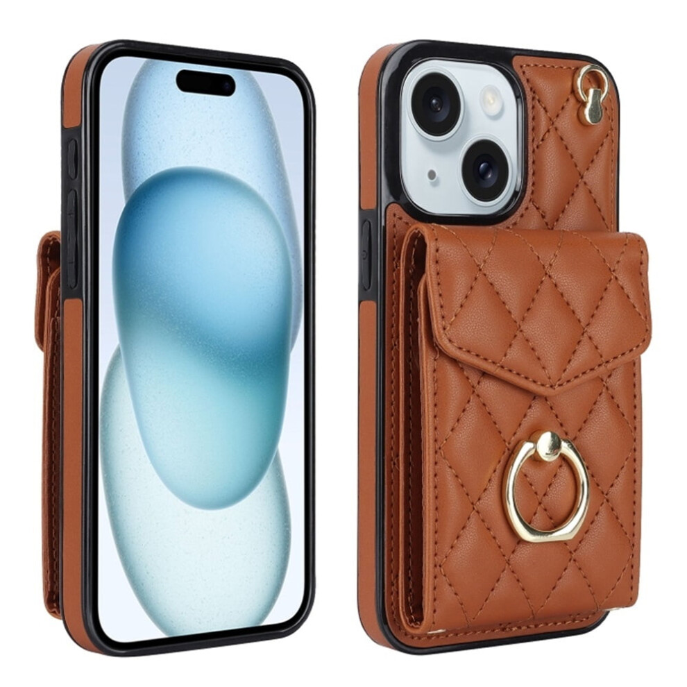 Premium Pu Leather Iphone 15 Case With Rfid Shielding, Accordion Wallet, Adjustable Ring Holder & Detachable Crossbody/Wrist Strap Â Brown 9450273077253