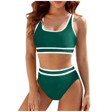 Dame højtaljede bikinisæt sporty badedragter frække højtaljede badedragter sort L
