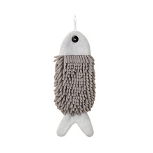 Serviette de toilette en microfibre absorbante en forme de poisson, idéale pour la salle de bain et la cuisine. Elle est dotée d'une boucle de