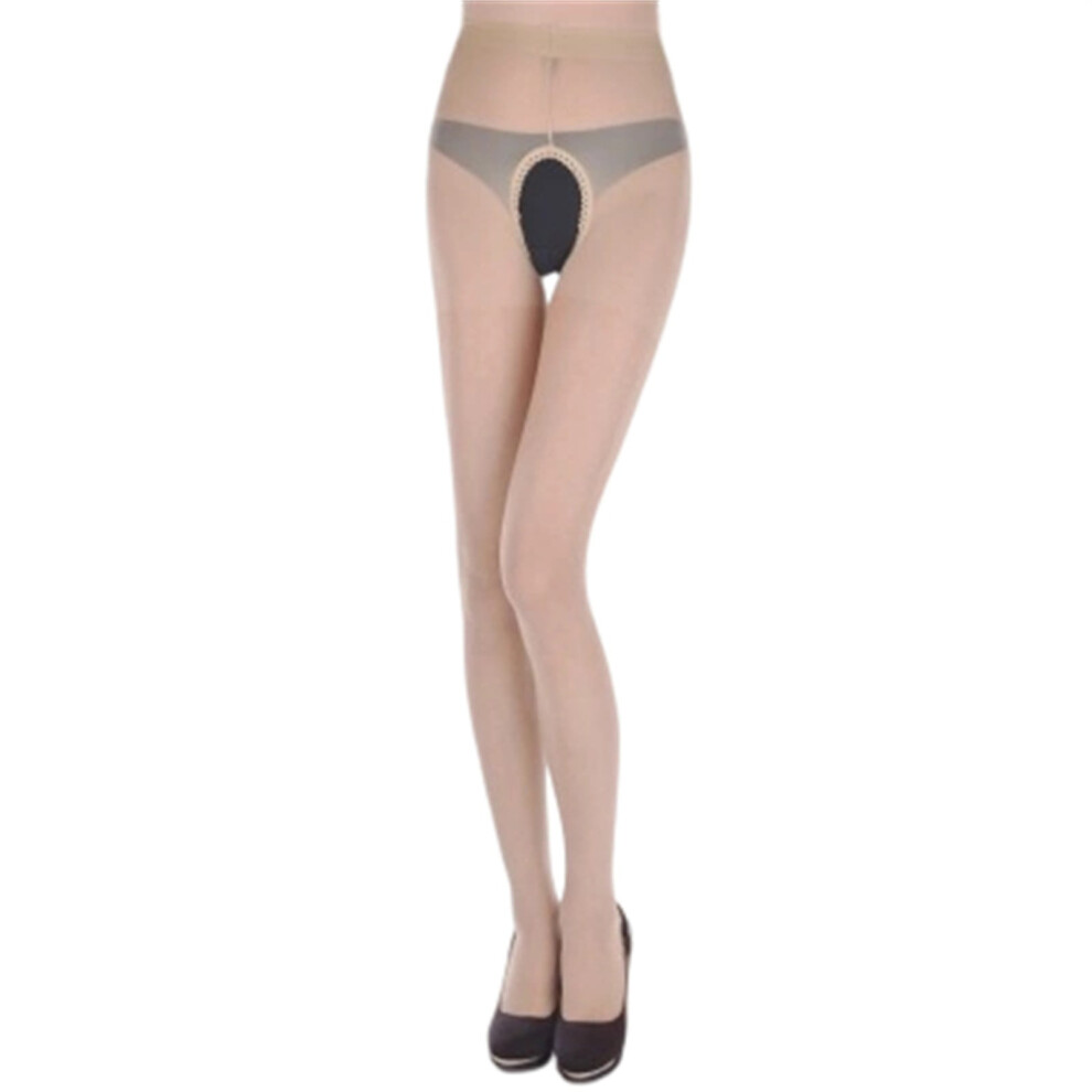 Stretchy Breathable Open-Crotch Bodystocking For Women Seamless Lift Buttocks Sheer Solid Color Sheer Stockings