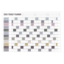 Yearly Wall Calendar 23"x33", Holiday-Included, Crease-Free Rolled Paper, Horizontal Dark Colorful Design, One-Page Full-Year View