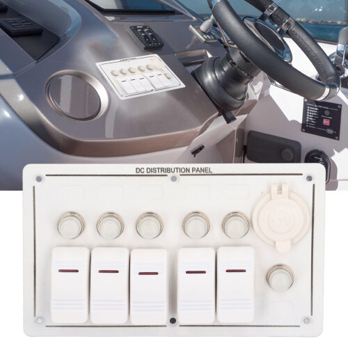 Panneau de commande étanche à bascule réglable avec disjoncteur et éclairage LED, conçu pour une utilisation marine sécurisée, adapté aux 2