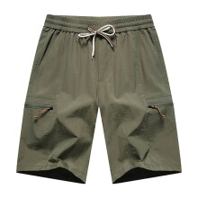 Men's Cargo Sweat Shorts, Army Green, Stretch Waist, Compatible with Hiking & Construction, 5XL