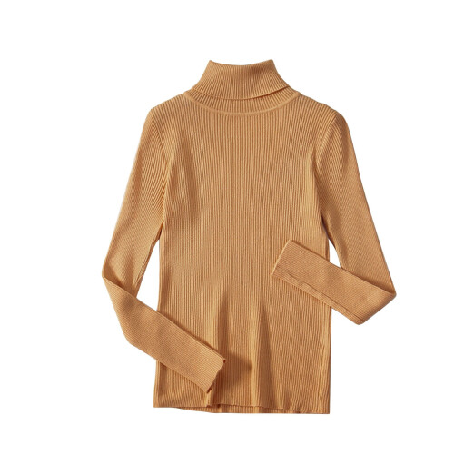 Women's Ribbed Turtleneck Sweater Long Sleeve Knitted Solid Basic Great Stretchy Slim Fit Tops 2