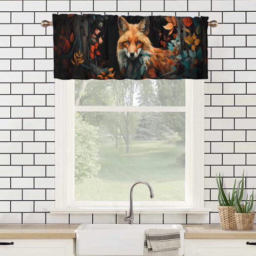 Rävfönsterkappa med skogsblad- och blommönster, 2
