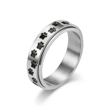Ångestringar för kvinnor och män, hundtassar, rostfritt stål, fidget, ADHD-dekompression - silver - 10