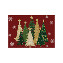 Kerstbomen en sneeuwvlokken winter placemats, 45 x 30 cm, seizoensgebonden groene kersttafelmatten, voor feest, keuken en eetkamer decoratie (rood)