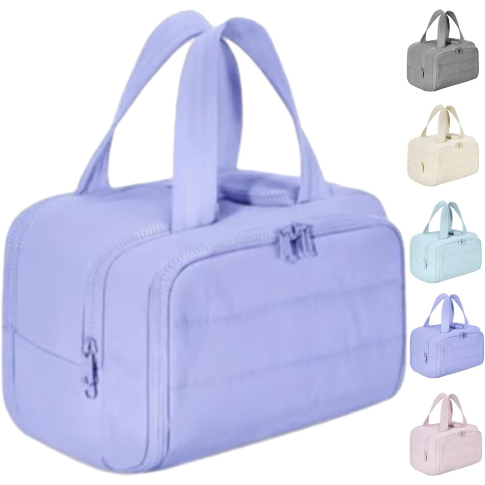 Hrtesus Cureaway Travel Cosmetic Bag, Curetoaway Large Capacity Wide-Open Travel Cosmetic Bag, Wide Open Flat Makeup Toiletry Bag