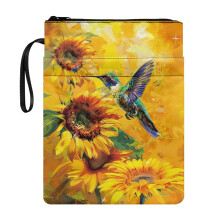 Buchhülle aus Polyester mit Kolibri-Sonnenblumen-Motiv – Waschbar, tragbar, ideales Geschenk für lesebegeisterte Väter, 22 x 29 cm, kompatibel