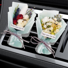 2pcs Car Vent Clips with 4 DIY Unscented Fragrance Pads & Dried Flowers – Pink Air Freshener for Women & Moms