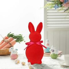 Osterhase, beflockt, künstliches Kaninchen-Ornament, Ostergeschenk, Spielzeug, Festtagsdekoration