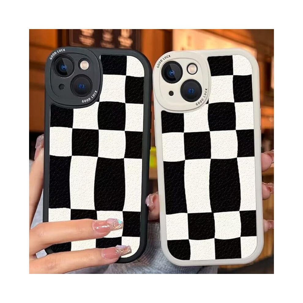 Iphone 14 Case Retro Grid Design Soft Shockproof White 9122141684701