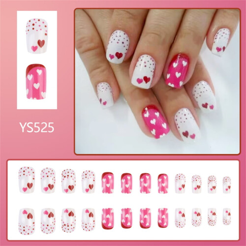 Valentine's Day Press-On Nails Short Square 24 Pcs 1