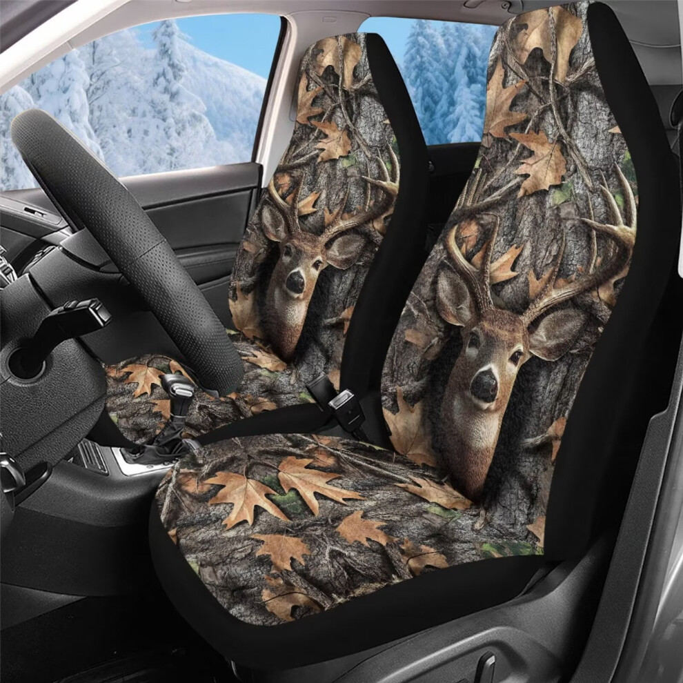 Camouflage Deer Hunting Car Seat Covers (Front Only, 2-Pack), Universal Fit For Trucks, Vans, Suvs, Sedans Â Compatible With All Standard Bucket Coral 9422877952229