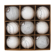 White Christmas Tree Ball Ornaments 3.15 inch 9 pcs