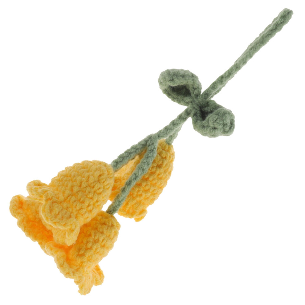 Crochet Car Hanging Ornament Acrylic Handmade Design 1Set 6.3X1.2x1.2in Yellow 9087558490744