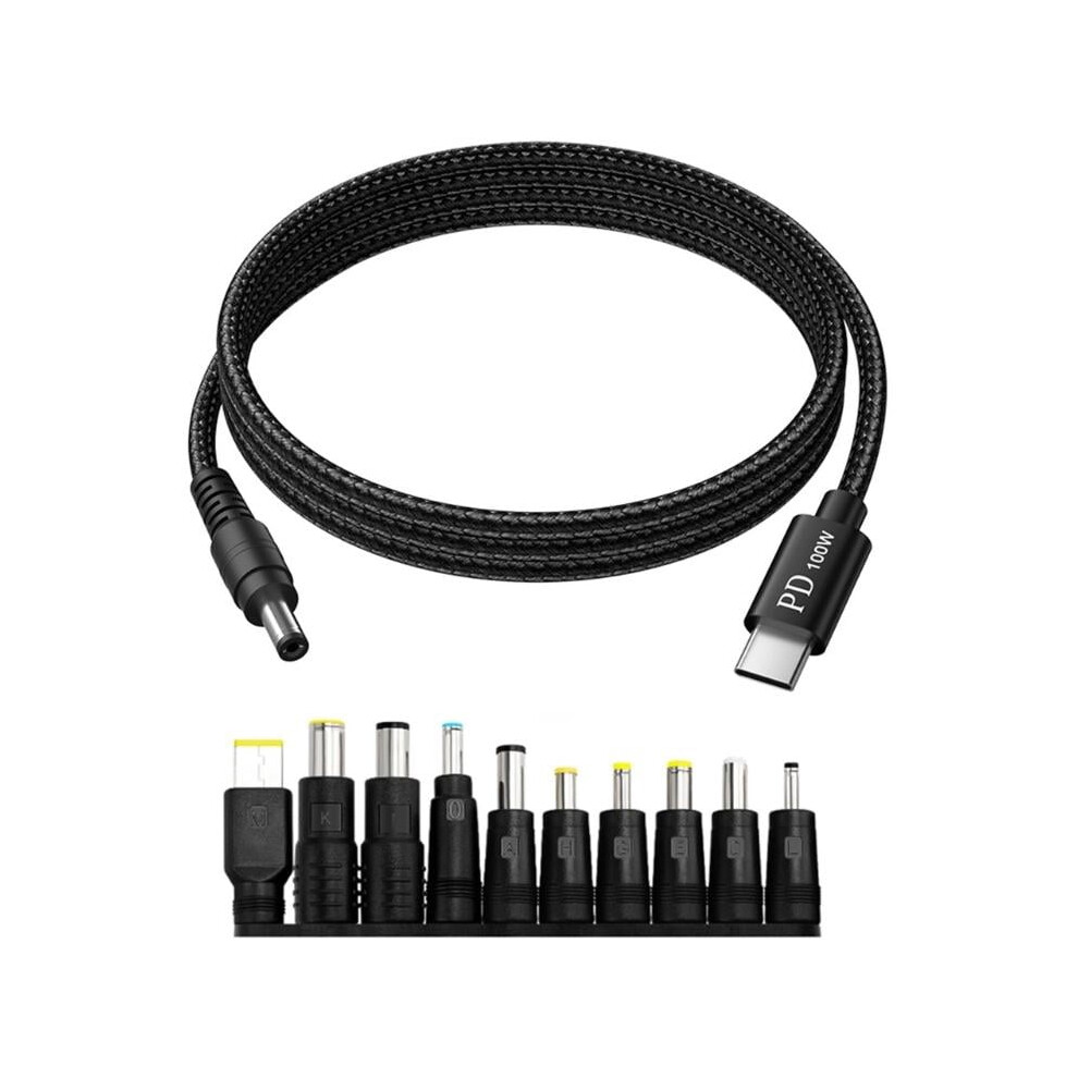Usb C To Dc5521 5.5X2.1mm Adapter Cable 200Cm 10 Adapter Tips Pd100w For Wide Compatibility Pd20v5a 100W 9087558490638