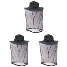 3Pcs Dark Grey Fly Net Hat Breathable Mesh for Outdoor Activities