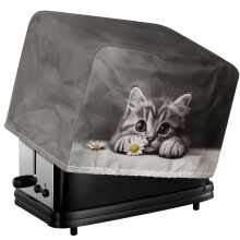 Cat Daisy Print 2 Slice Toaster Cover with Drawstring, Greasy Protection Kitchen Small Appliance Cover, Anti Sputtering Bread Machine Protector