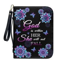 Fantasy Butterfly Mandala PU Leather Bible Cover for Women & Men – Compatible with Standard Bibles, Detachable Wristlet Strap