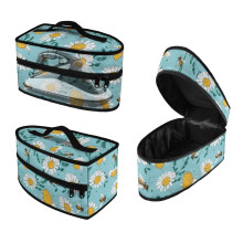 Bee and Daisy Pattern Protective Steam Iron Carrying Bag Smooth Zipper Travel Carrying Case Travel Iron Storage Holder Bag, Bag Only