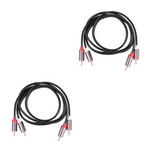 2St Zwart PVC Audio Verlengkabel Met Aluminium Behuizing En Goudplug