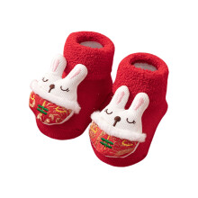 Spring Festival Kids Warm Lined Socks Winter Comfortable Toddler Floor Socks Soft Combed Cotton Elastic For Boys Girls