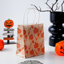 20 sacchetti per dolcetti di Halloween – Sacchetti di carta a forma di zucca/fantasma con manici, adatti per "Dolcetto o scherzetto?"