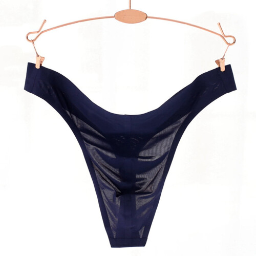 Men's Navy Ice Silk G-Strings Thongs 2XL