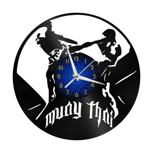 Ρολόι τοίχου βινυλίου Muay Thai, Ρολόι τοίχου με δίσκο βινυλίου, αθόρυβο και 1