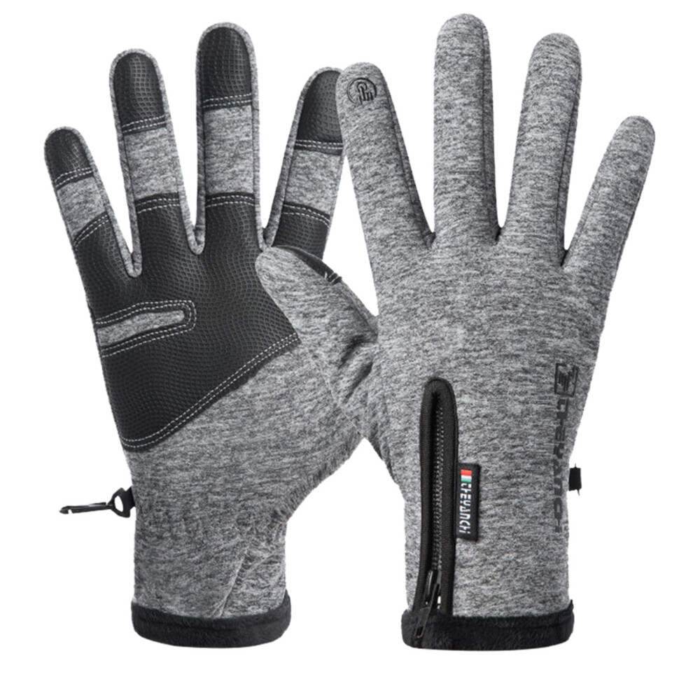 Waterproof Winter Heated Touchscreen Riding Gloves, Fleece-Lined Windproof Gloves For Motorcycle Fitness Outdoor Sports, Warm Riding Gloves, L Gray 9027700102903