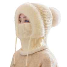 Windproof 3-in-1 Scarf Hat Beanie for Women – White, One Size, Compatible with Cold Weather
