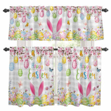 Easter Kitchen Curtains and Valances Set Bunny Eggs Floral