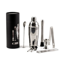 Stainless steel cocktail shaker, portable shaker cup, stainless steel round bucket, 8-piece set, shaker cup tool