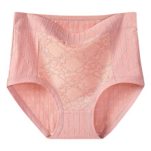 Plus Size Women's High Waist Cotton Briefs, Solid Color Lace Underwear, Soft Breathable Full Coverage Ladies Panties, Everyday Wear