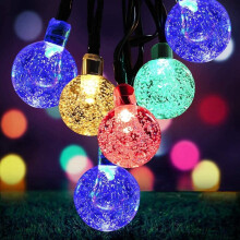 Solar Outdoor String Lights, 30ft 60LED Waterproof Crystal Ball Fairy Lights with 8 Modes – Garden, Yard, Patio, Tree (Multicolor)