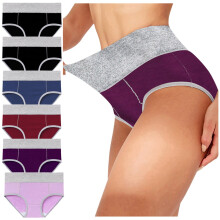 KDFJPTH Women'S Comfort Stretch Brief Panties 6 Pack High-Rise Briefs Underpants Solid Multicolor Xl