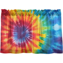 Colorful Tie Dye Kitchen Curtains 36 Inch Short Tier Curtains for Small Windows Half Window Treatments for Kitchen Bathroom Bedroom 2 Panels
