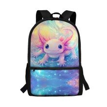 Cute Axolotl Kids Backpack, Lightweight School Rucksack for Girls 5–12, with Water Bottle Pockets – Compatible with Preschool & Elementary