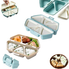 6-in-1 Onigiri Mold – Makes 6 Triangle Sushi at Once, Non-Stick, Easy Clean, Compact; Compatible with Onigiri, Musubi & Bento